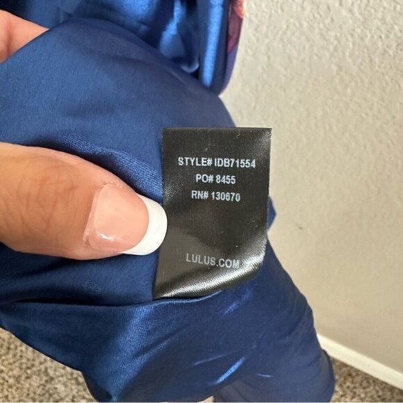 Lulus Always There For Me Navy Blue Floral Print Wrap Maxi Dress Size XS - Picture 10 of 11